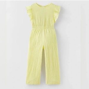 Zara Bright Yellow Wide-Leg Jumpsuit Flutter Sleeves Size 9 Summer Vacation